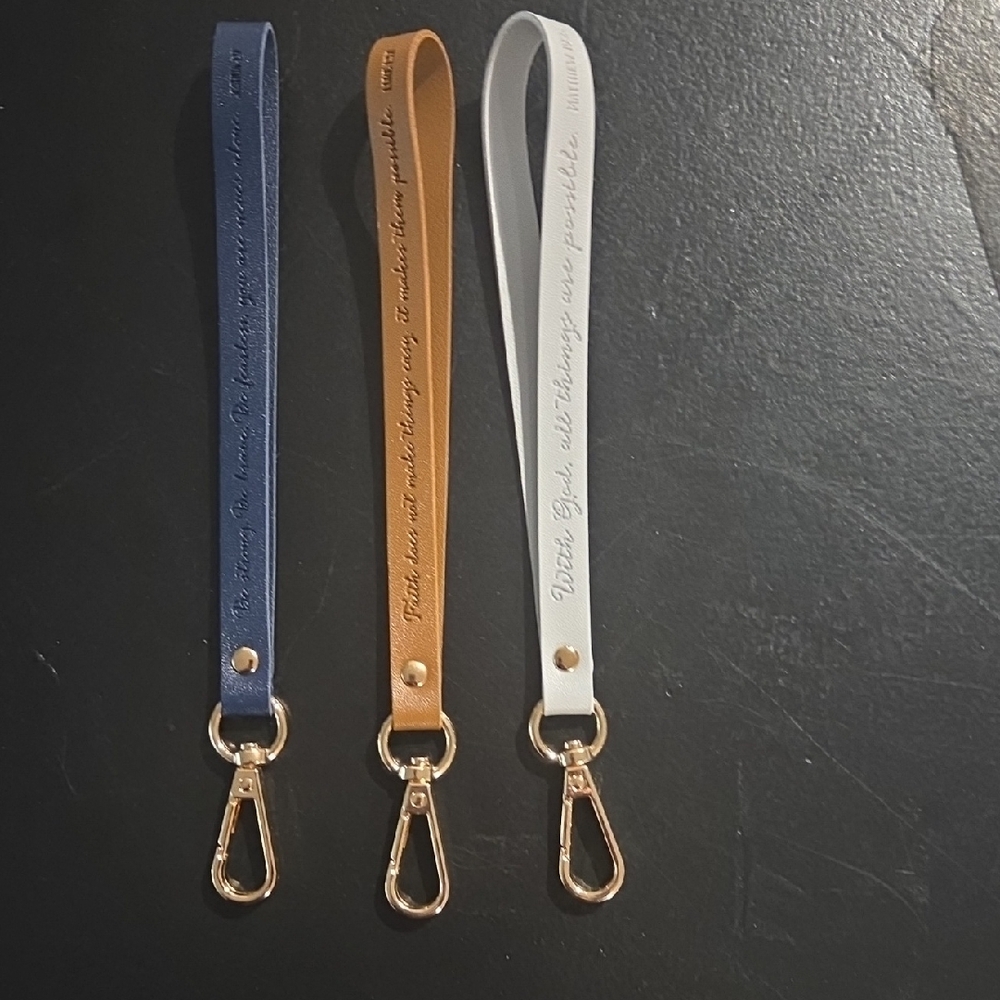 BN Set of Three Leather Keychain Straps With Bible Verses